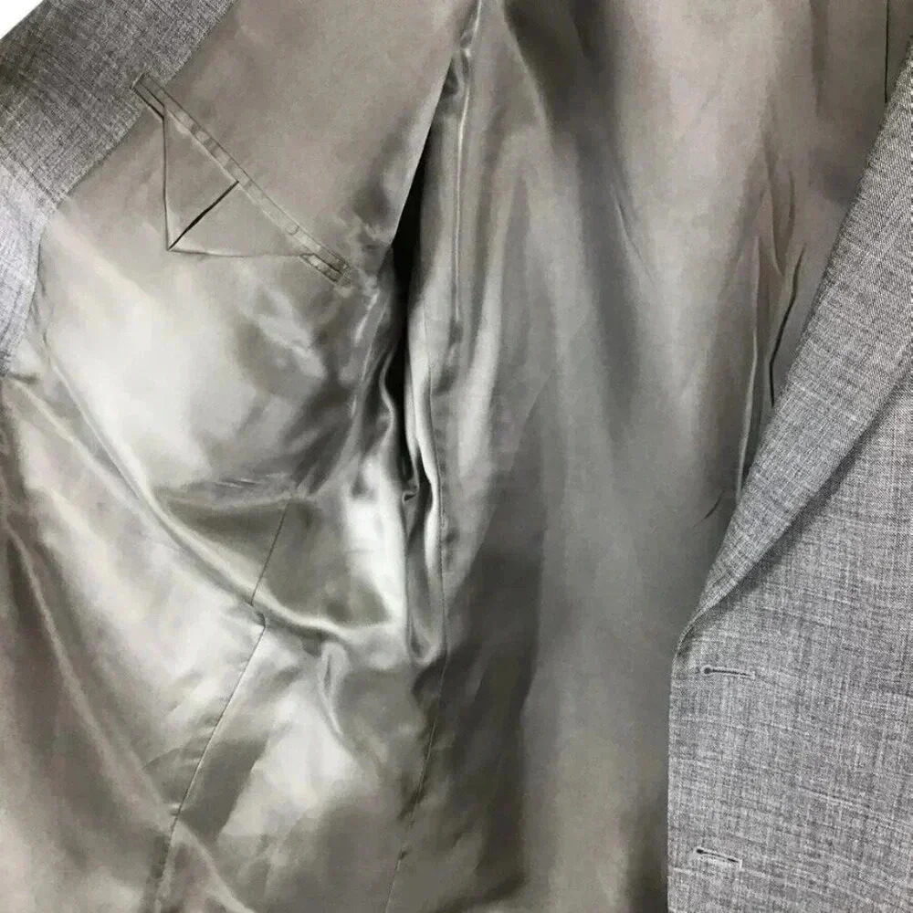 Men's Chaps Sport Coat Jacket Blazer 44L Long 100% Wool Heathered Gray Vented - Picture 6 of 10